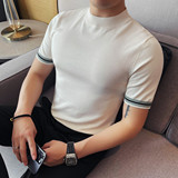 3765-P58针织冰丝短袖体恤男士夏季新款圆领修身时尚休闲T恤，男装T恤，电商B333