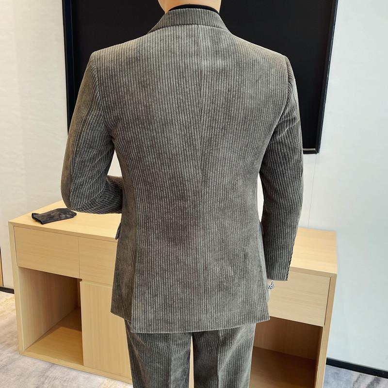 XF6128-P228双排扣西装男士单西灯芯绒西服纯色西装,男装西服,电商B333