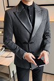 XF1038-P175厚西装外套男士西服礼服修身休闲皮领拼接单排扣，男装西服套装，电商B333