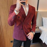 老款继续做23580-P155灯芯绒西装外套男双排扣西服修身休闲西装，男装西服套装，电商B333