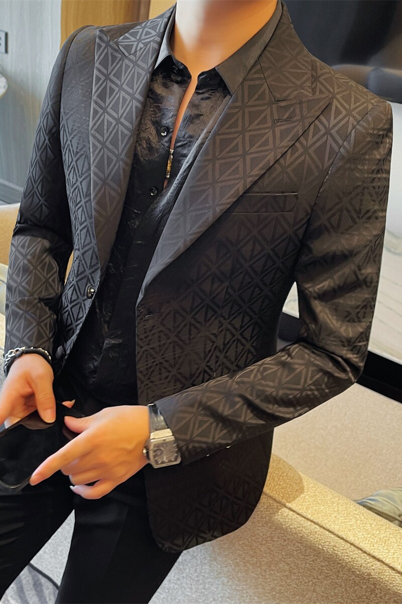 XF1080-P140印花西装商务休闲秋冬西服外套修身时尚单排扣西装,男装西服,电商B333
