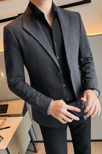 XF1037-P145 单排扣两粒扣后中开叉西装男士秋季西服外套上衣修身图片