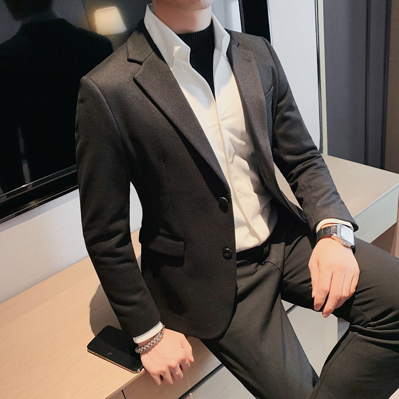 23533-P155西装外套男士冬季新款修身纯色单排扣西服呢子西装,男装西服套装,电商B333