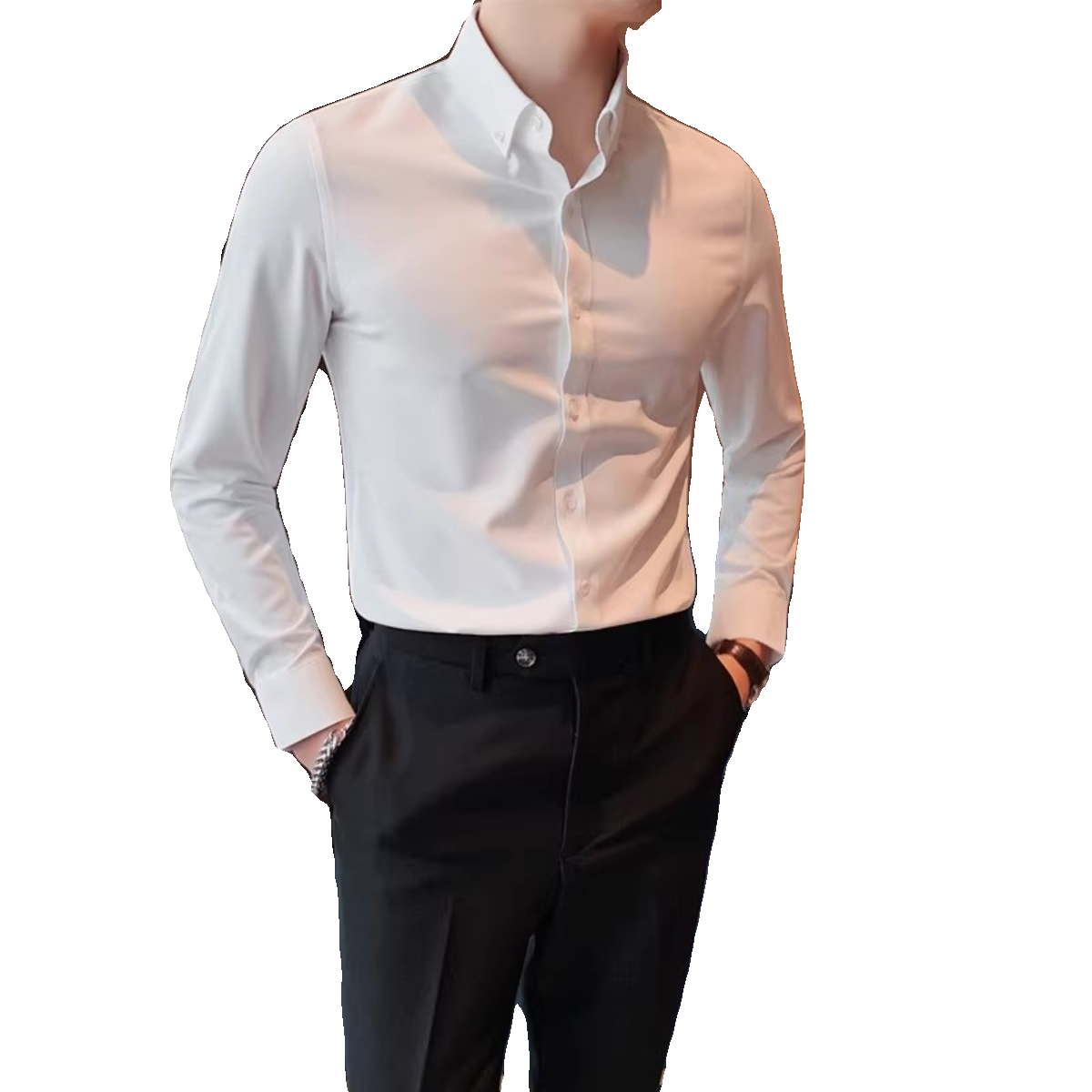 JR8668-P68青年商务免烫长袖衬衫休闲纯色百搭衬衣男加绒,男装衬衫,电商B333