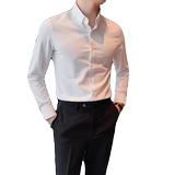 JR8668-P68青年商务免烫长袖衬衫休闲纯色百搭衬衣男加绒，男装衬衫，电商B333