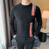 HM012-P58秋冬男士毛衣针织衫修身线衣套头长袖圆领打底，男装T恤，电商B333