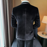 X6080-P235西装外套男士冬季厚款西服纯色双排扣西装平绒西装，男装西服套装，电商B333