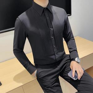 7181-P73 长袖衬衫男士秋冬新款纯色百搭休闲衬衣图片