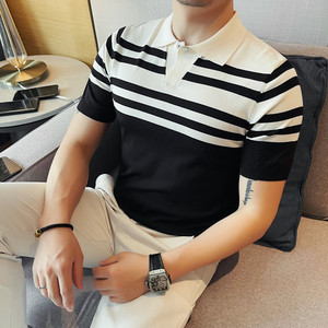 3759-P65 针织冰丝短袖POLO衫男士夏季新款翻领半袖体恤图片