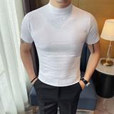 2618-P45男士圆领短袖撒粉T恤春夏新款时尚百搭修身半袖体恤，男装T恤，电商B333