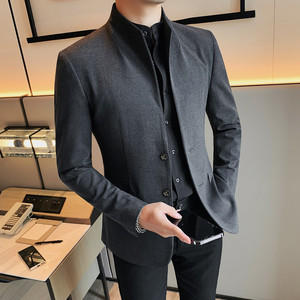 XF1036-P145 男士小西装外套秋季单件修身潮流休闲西服中山装图片