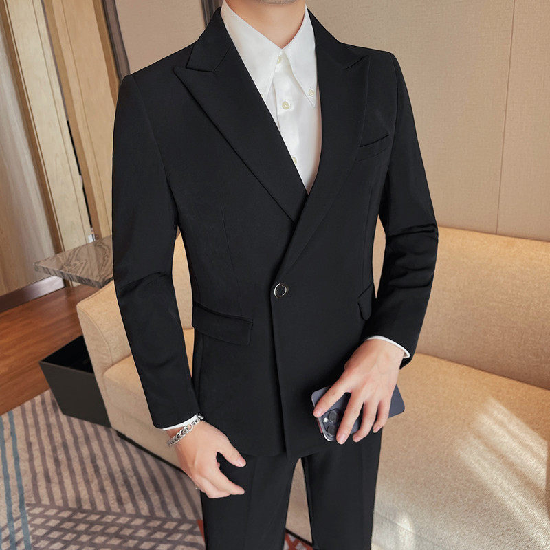 23595-P175单排扣西装外套男士纯色西服黑色西装一粒单排扣,男装西服套装,电商B333