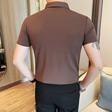 MJ1005-P58冰丝华夫格短袖开衫POLO衫男士夏季新款商务休闲修身，男装T恤，电商B333
