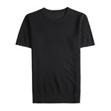 8541-P53针织冰丝短袖圆领体恤男士镂空半袖格子T恤，男装T恤，电商B333