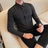 C7111-P78条纹长袖衬衫男士商务休闲百搭衬衣修身，男装衬衫，电商B333