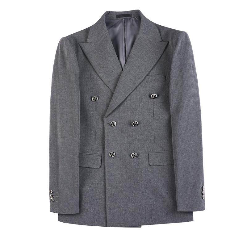 XF1068-P155双排扣西装男士秋冬新款条纹单西西服外套,男装西服,电商B333