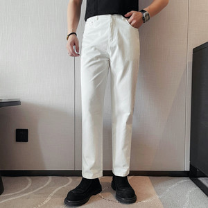6221-P85 直筒牛仔裤男士纯色百搭休闲弹力长裤图片