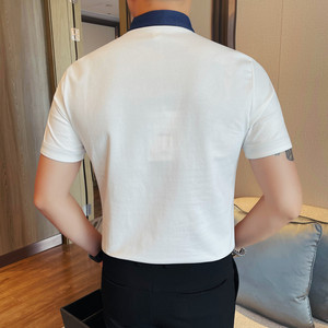 7549-P58 拉链立领男士短袖夏季新款时尚百搭休闲立领短袖T恤图片