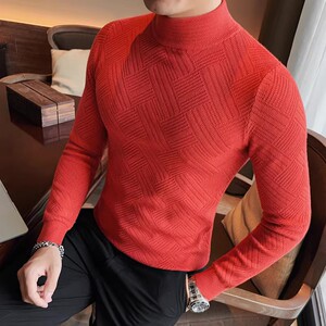 老款继续做8505-P65长袖毛衣男士秋冬韩版修身半高领休闲针织衫英图片