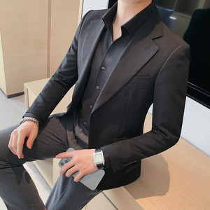 XZ085-P208 两粒单排扣西装外套男士纯色商务休闲西服图片