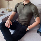 020-特P45夏季型男冰丝短袖纯色T恤英伦修身翻领针织休闲POLO衫99，男装T恤，电商B333