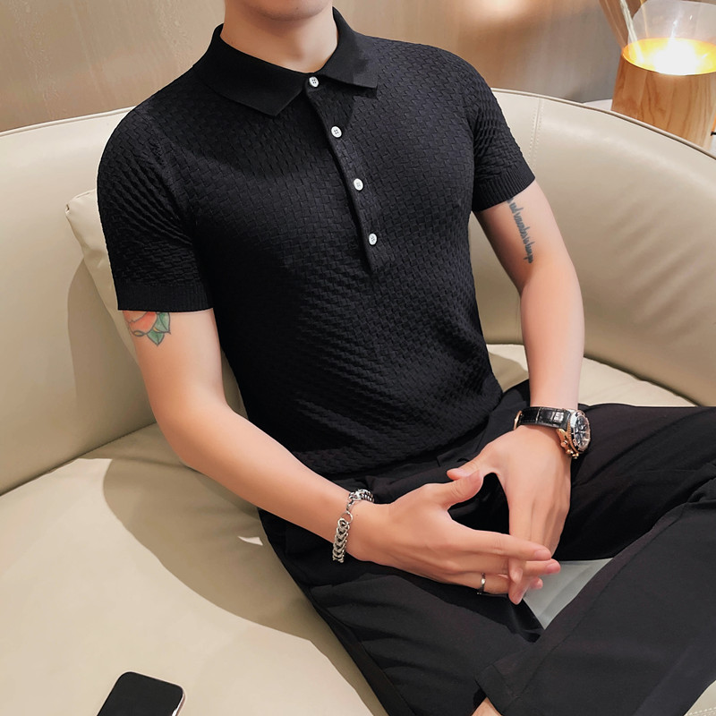 HM028-P58针织冰丝短袖T恤男士夏季新款修身POLO衫,男装Polo衫,电商B333
