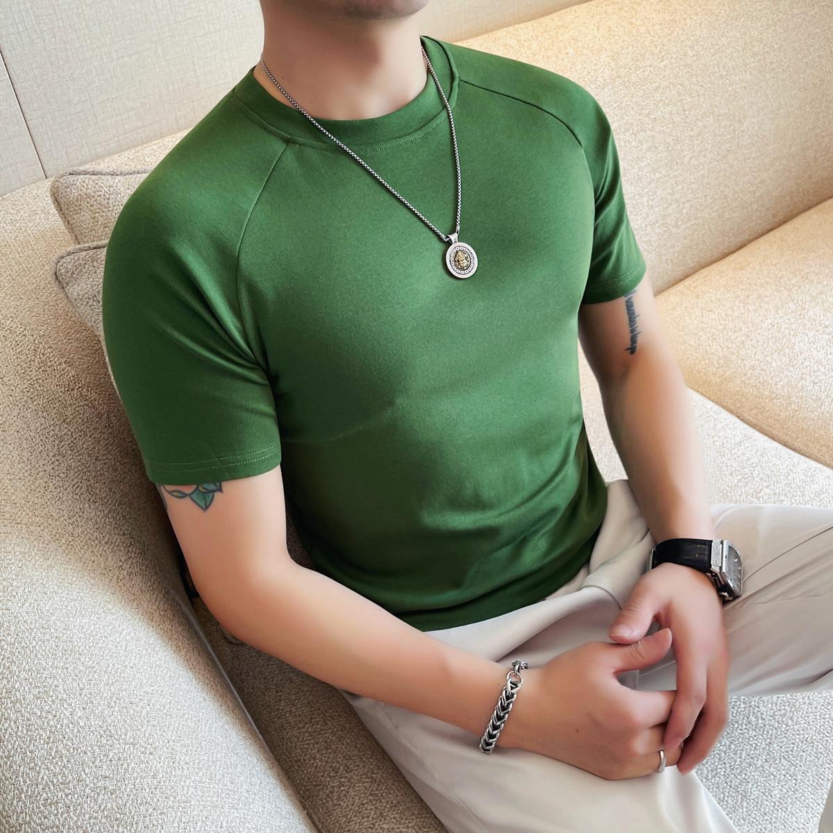 6610-P38男士圆领短袖T恤春夏新款潮流修身纯色百搭半袖体恤,男装T恤,电商B333