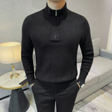 3722-P88半高领纯色长袖保暖针织衫男士秋冬立领拉链款毛衣，男装针织衫/毛衣，电商B333