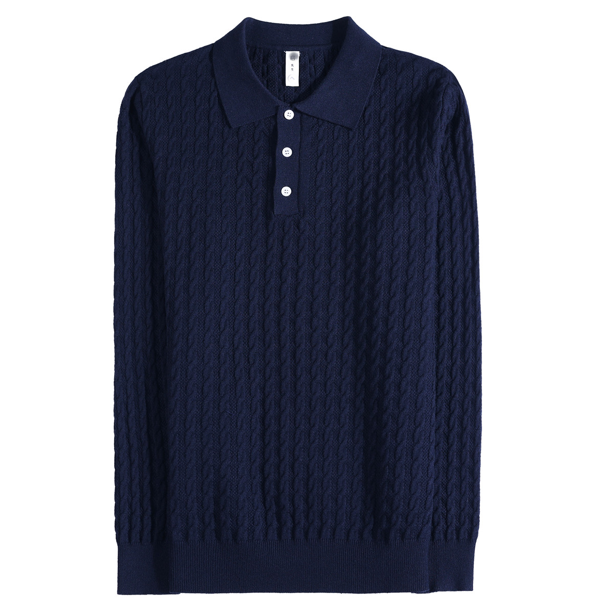 3793-P88英伦风翻领POLO衫男长袖绞花纹针织衫修身高级感毛衣,男装针织衫/毛衣,电商B333