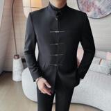 XF1059-P150中山装男士秋冬西装纯色单排扣小西装，男装西服套装，电商B333