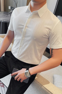 7222-P58 短袖衬衫男士夏季新款 商务休闲条纹衬衣图片