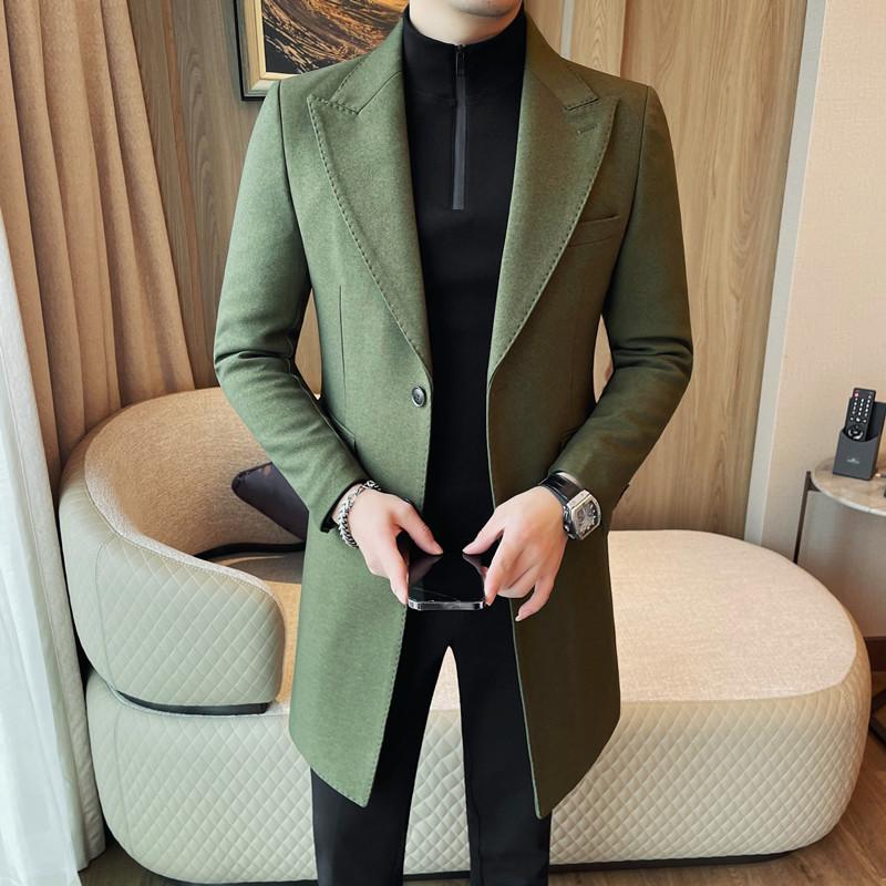 23686-P198加棉中长款西装西服外套单排扣风衣大衣,男装风衣,电商B333