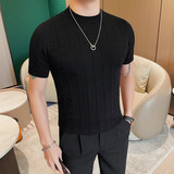 HM032-P48圆领针织冰丝短袖体恤男士夏季新款修身纯色半袖T恤，男装T恤，电商B333