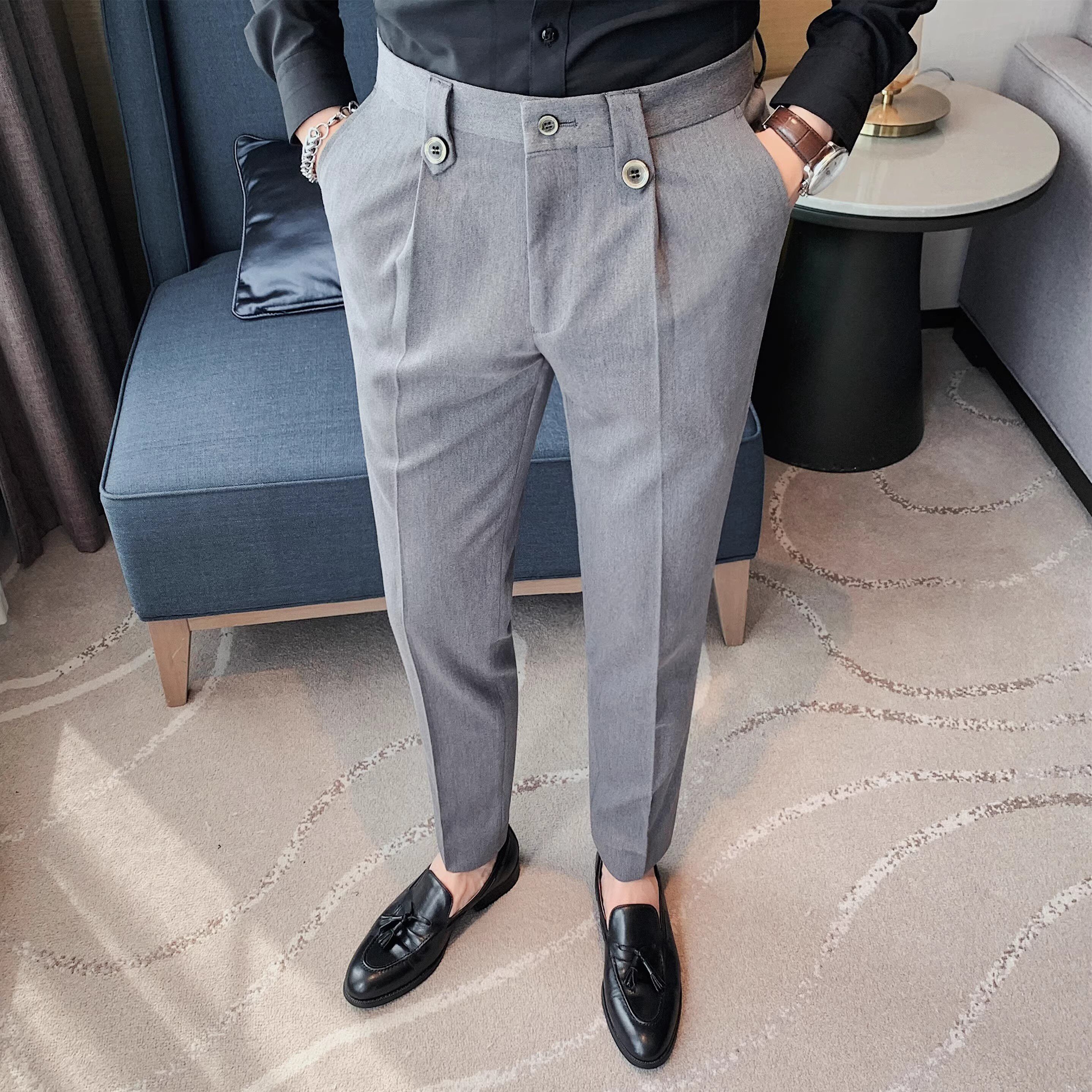 老款继续做XK020-P75男西裤小脚休闲裤纯色西装长裤修身休闲裤,男装西服套装,电商B333