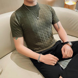 HM032-P48圆领针织冰丝短袖体恤男士夏季新款修身纯色半袖T恤，男装T恤，电商B333