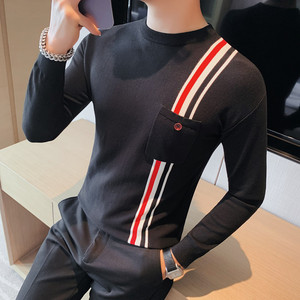 HM012-P58 秋冬男士毛衣针织衫修身线衣套头长袖圆领打底图片