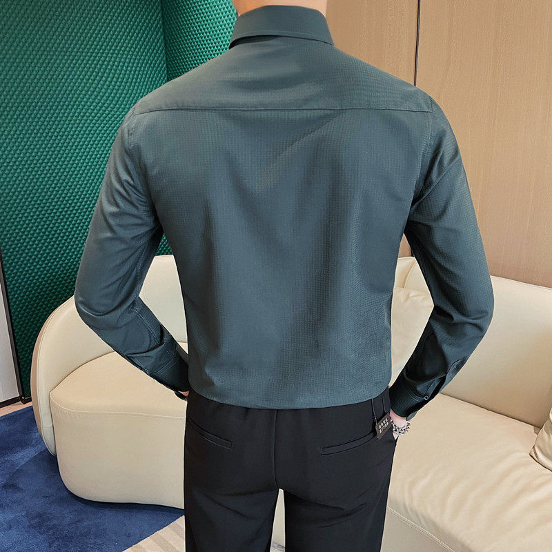 C3125-P88大领子长袖衬衫男士商务休闲纯色衬衣,男装衬衫,电商B333