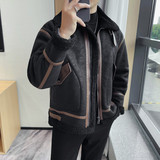 23103-P275冬季棉夹克男士皮毛一体夹克男外套加厚翻领上衣，男装夹克，电商B333