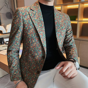 6059-P210  花色西装外套男士秋冬新款英伦休闲轻熟西服图片
