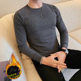 6995-特P50圆领加绒长袖修身T恤男士冬季打底衫加厚秋衣保暖衣，男装T恤，电商B333