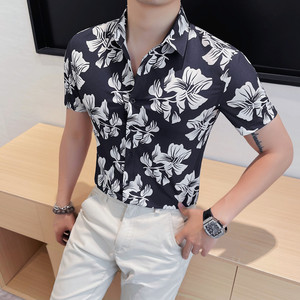 8216-P55 79  短袖衬衫男士夏季新款印花衬衣免烫图片