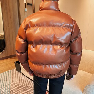 22008-P185 亮面棉衣男士冬季加厚仿皮外套 面包服图片
