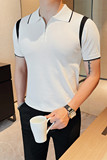 HL003-P58短袖polo衫男士夏季针织冰丝翻领修身半袖休闲t恤拉链，男装T恤，电商B333