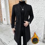 23623-P198中长款毛衣大衣男士冬季加棉加厚单排扣纯色外套，男装毛呢大衣，电商B333