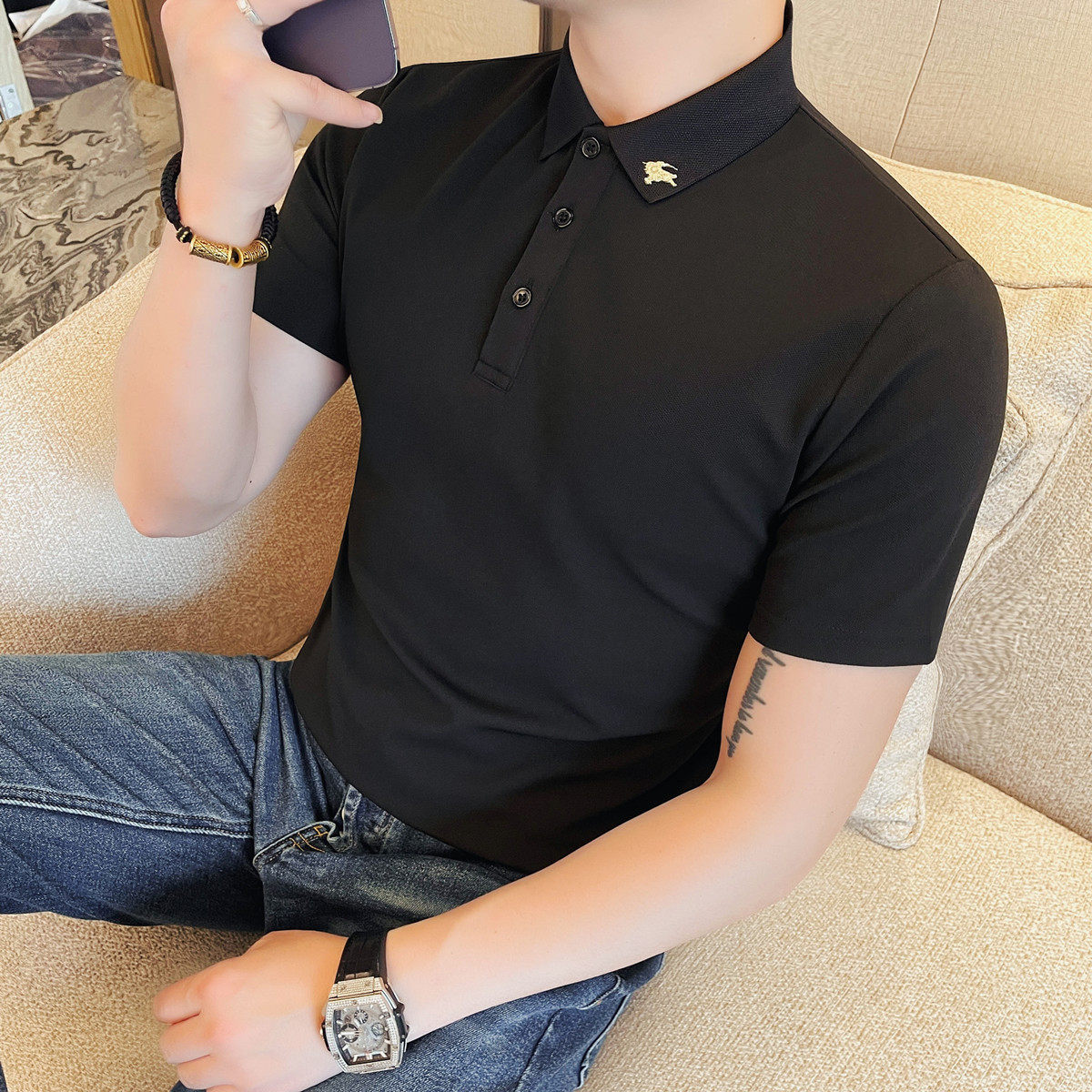 PL3612-P48男士短袖T恤夏季新款时尚百搭休闲翻领短袖POLO衫,男装Polo衫,电商B333