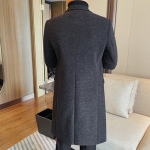26707-P188 男士毛呢大衣新款双排扣翻领中长款羊毛呢外套高品质图片