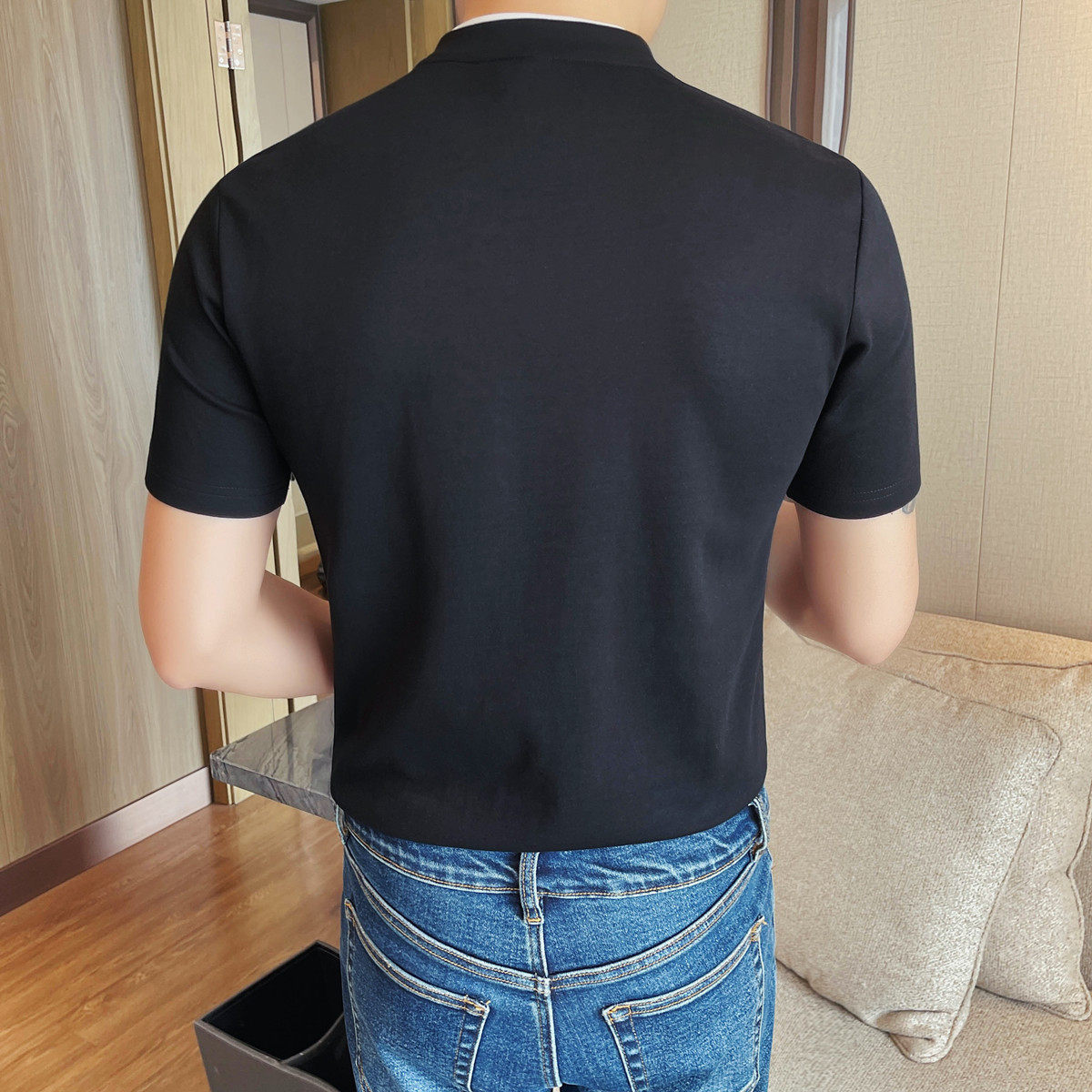 7505-P48双层假领短袖T恤男士夏季新款圆领修身时尚休闲半袖体恤,男装T恤,电商B333