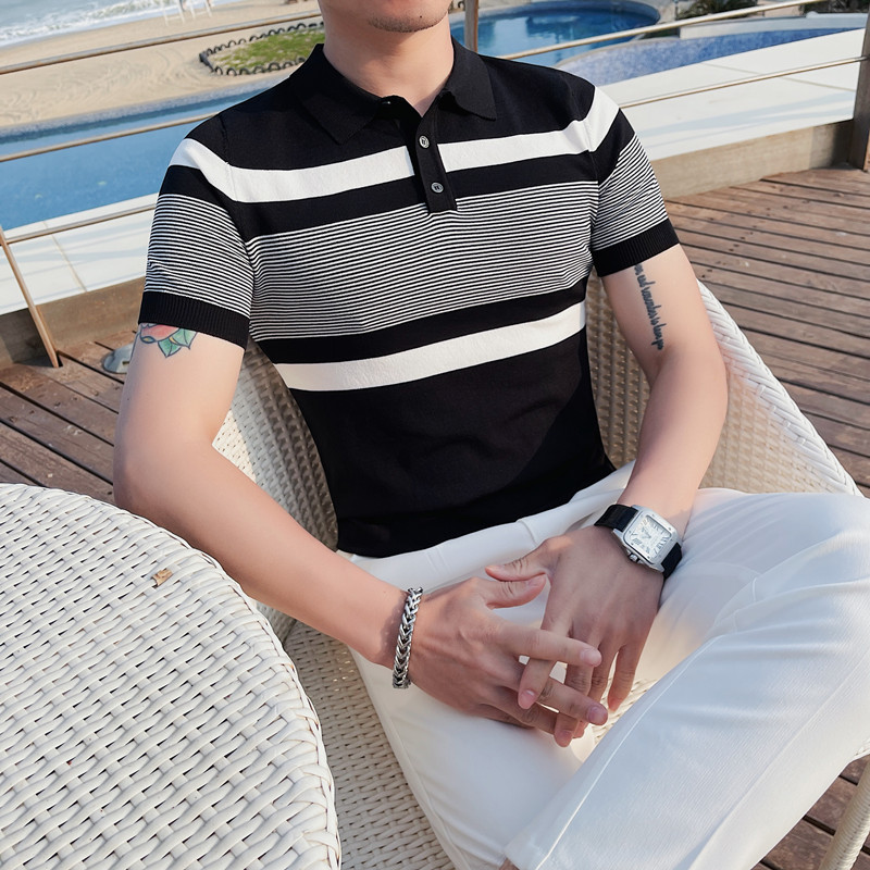 PT29-P58短袖polo衫男士夏季修身翻领半袖针织冰丝t恤,男装T恤,电商B333