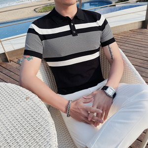 PT29-P58 短袖polo衫男士夏季修身翻领半袖针织冰丝t恤图片