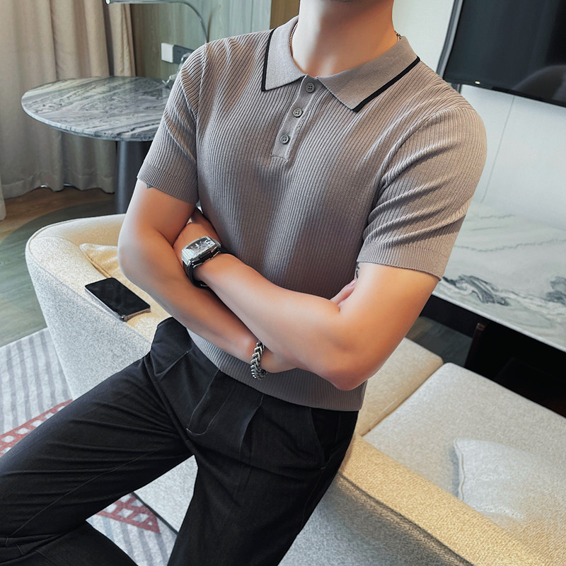 1231-P5579针织短袖POLO衫男士夏季新款修身百搭翻领体恤,男装Polo衫,电商B333